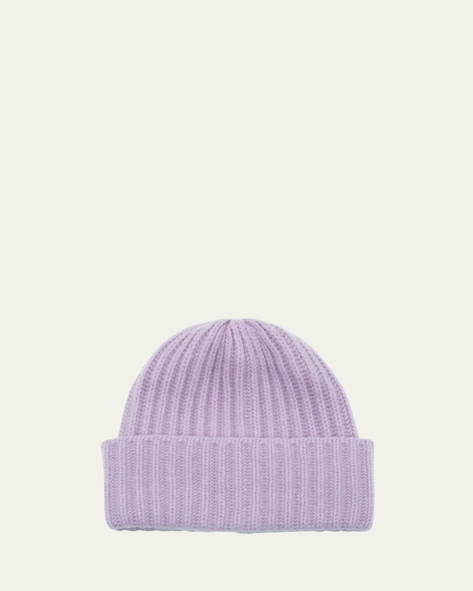 Ribbed Slouch Cuff Cashmere Beanie